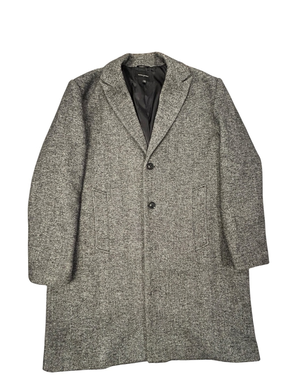 Banana Republic Men’s Wool Blend Black White Herringbone Top Overcoat XXL Long